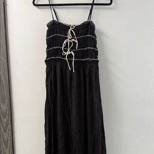 Boho Black Dress with Tie Detail